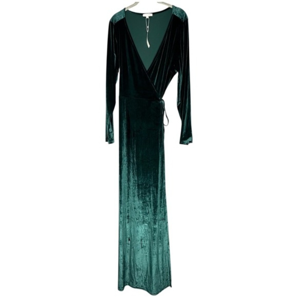 Baltic Born Esmeralda NWT Emerald Green Velvet Wrap Maxi Dress Long Sleeve 3XL‎